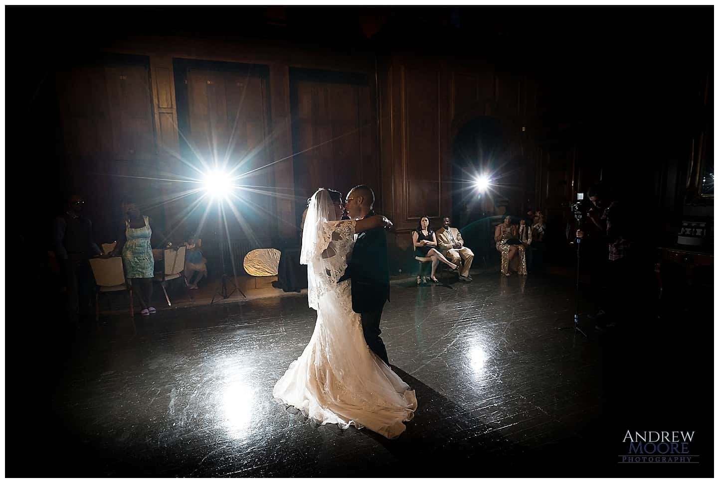 wedding couple first dance off camera flash 