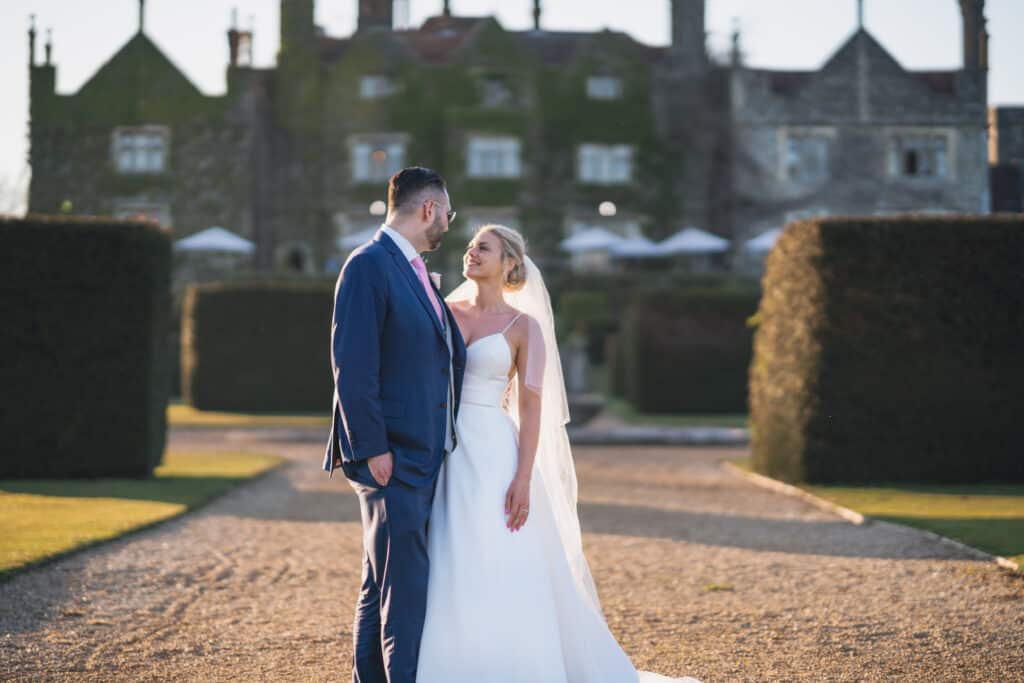 Eastwell manor wedding bride and groom photograph