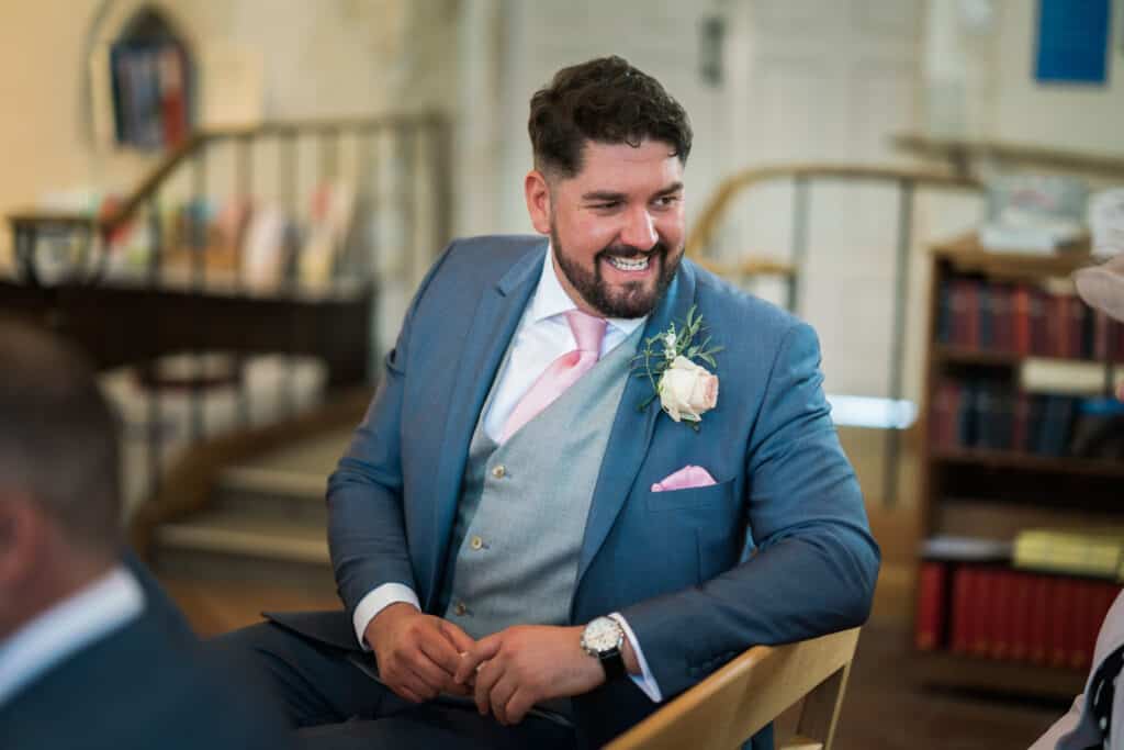 Groomsman blue suit and grey waistcoat