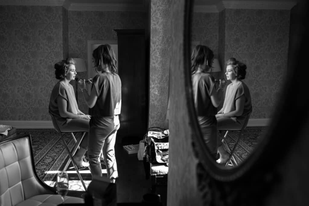 Bride getting ready for wedding