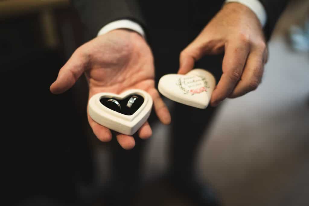 Personalised wedding ring box photography