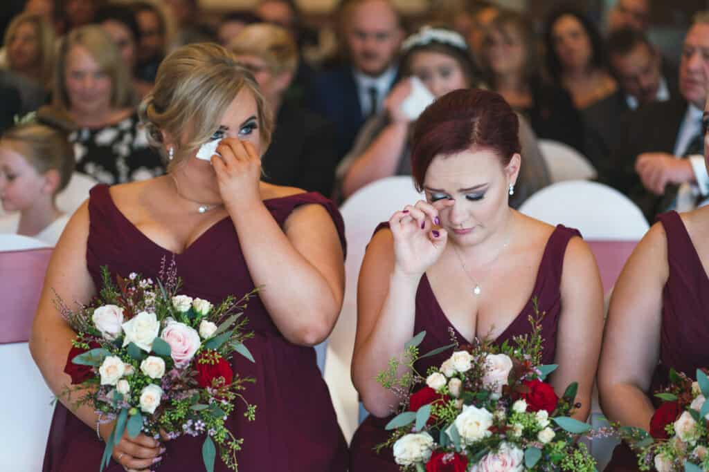 Tearful bridesmaids photographs