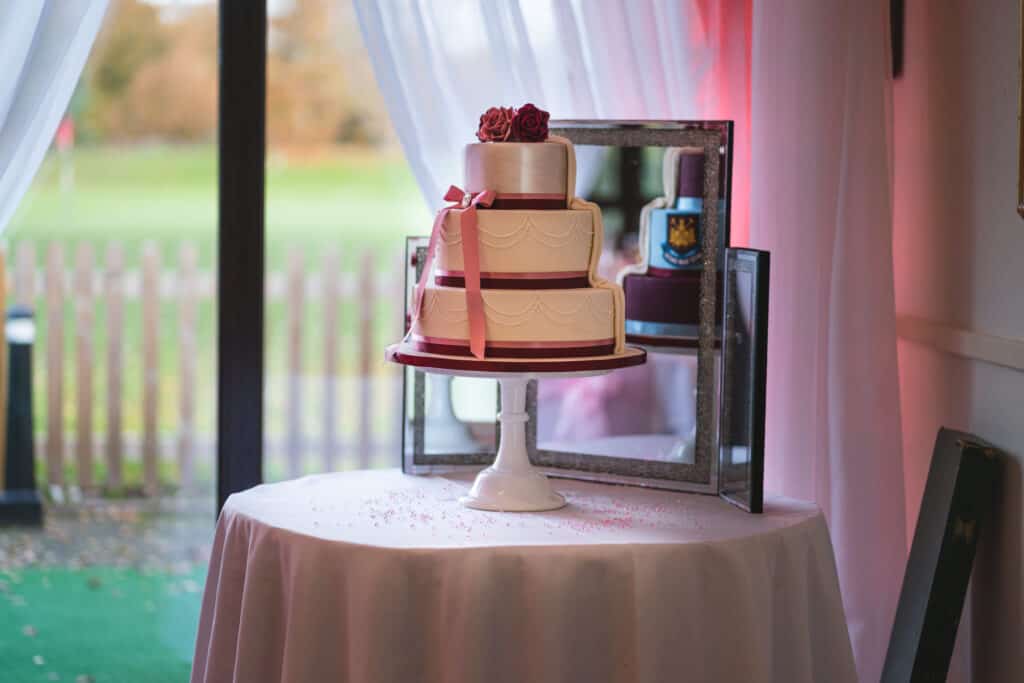 West Ham Hammers wedding cake at Weald of Kent wedding