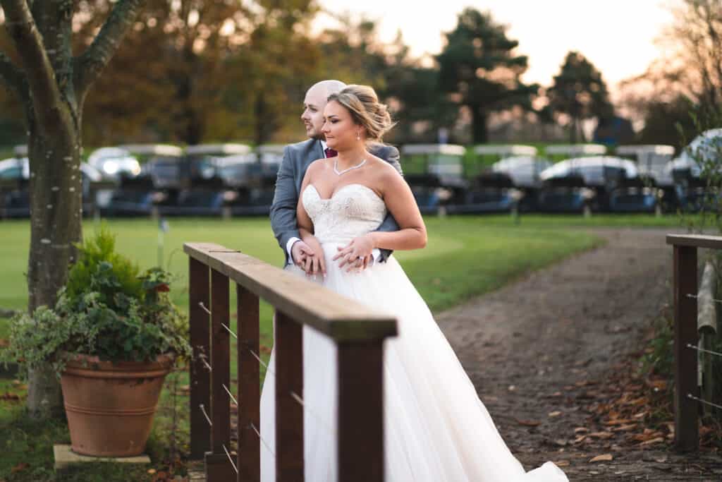 Bride and groom portrait photography on grounds of Weald of Kent wedding venue