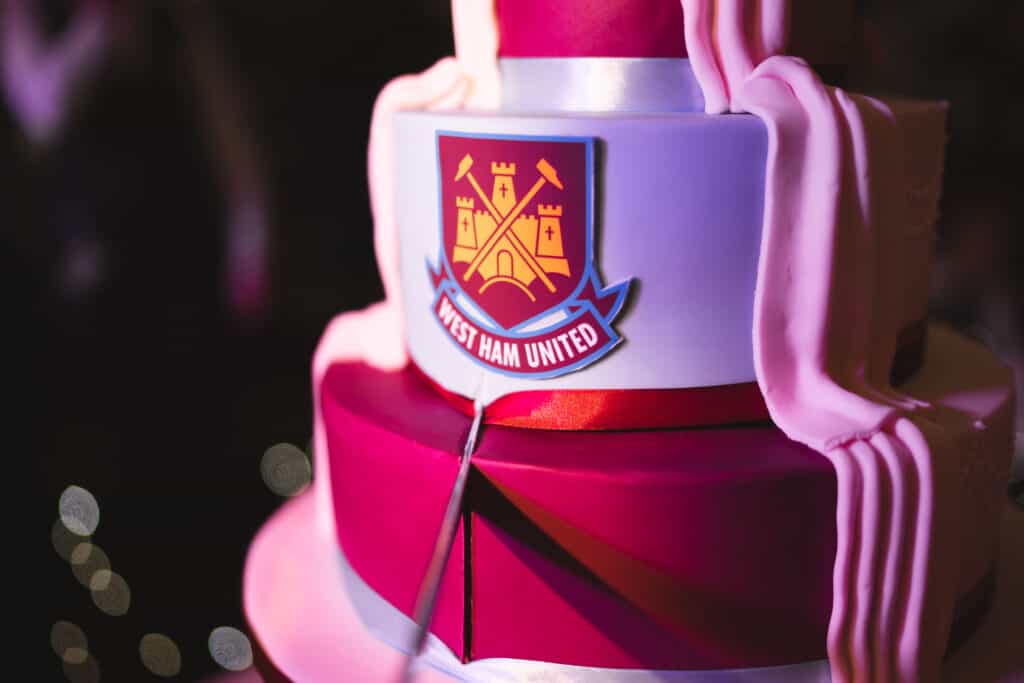 West Ham Hammers wedding cake at Weald of Kent wedding