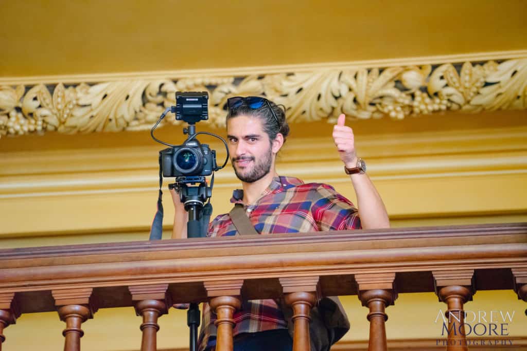 Christos filming at wedding 