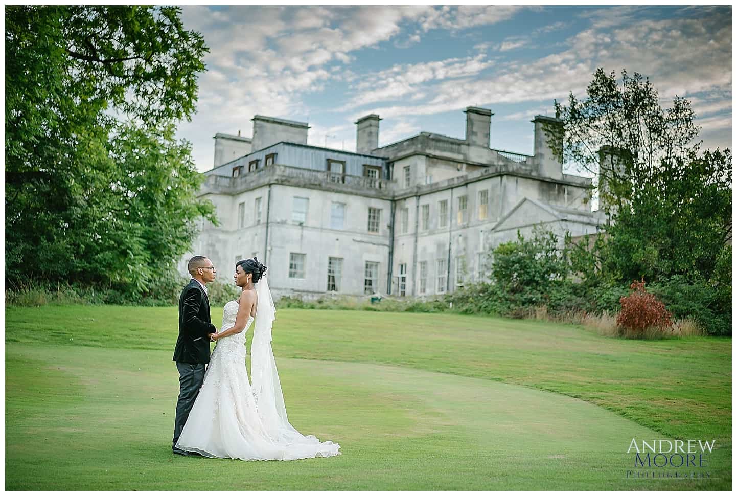 bride and groom wedding at addington palace off camera flash