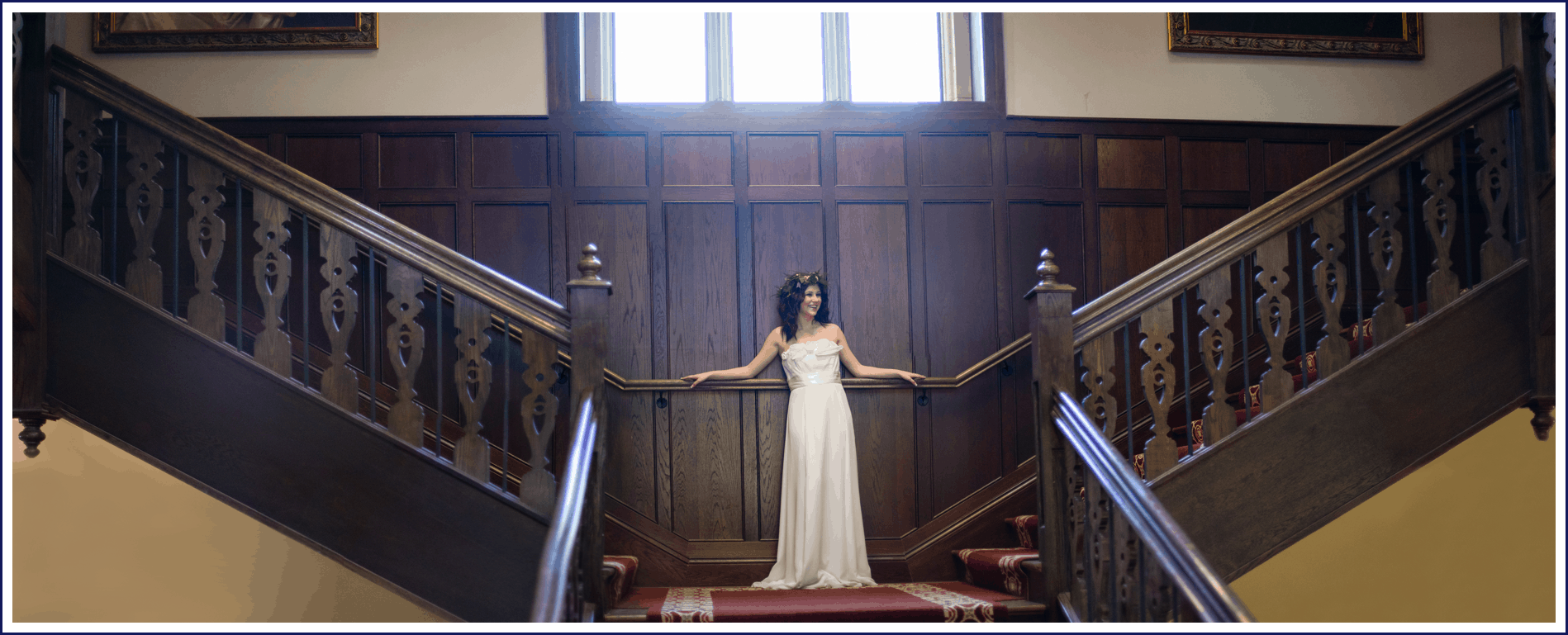 Bride stood on stairs