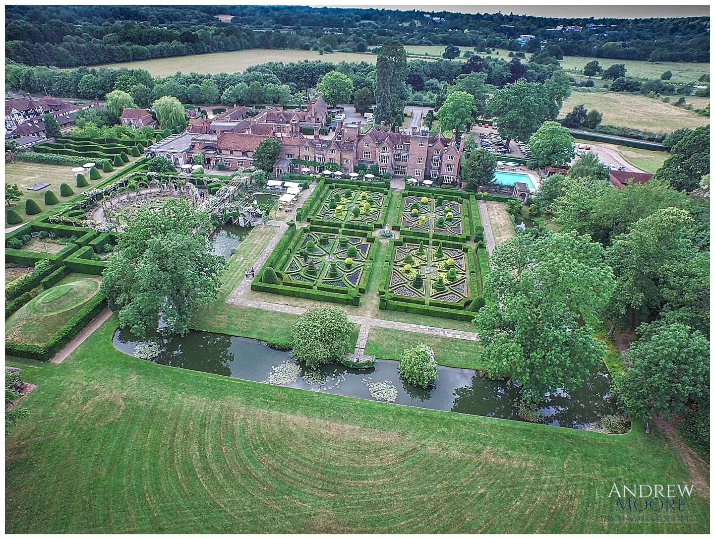 Aerial photos of Great fosters wedding venue surrey .jpg