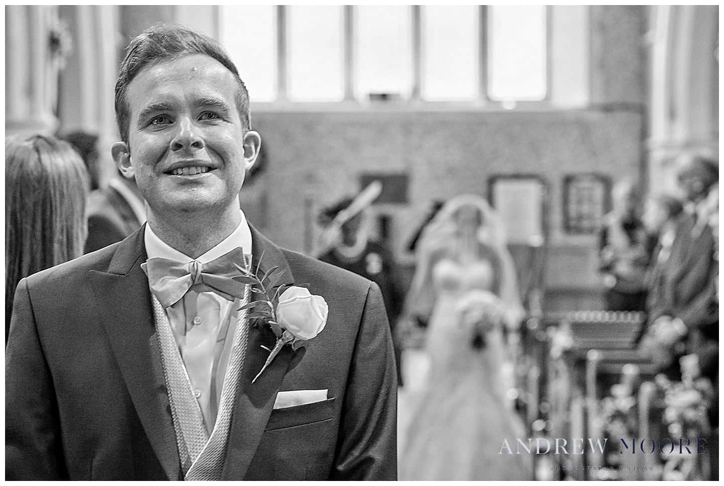 emotional groom wait for bride to arrive Andrew Moore Photography