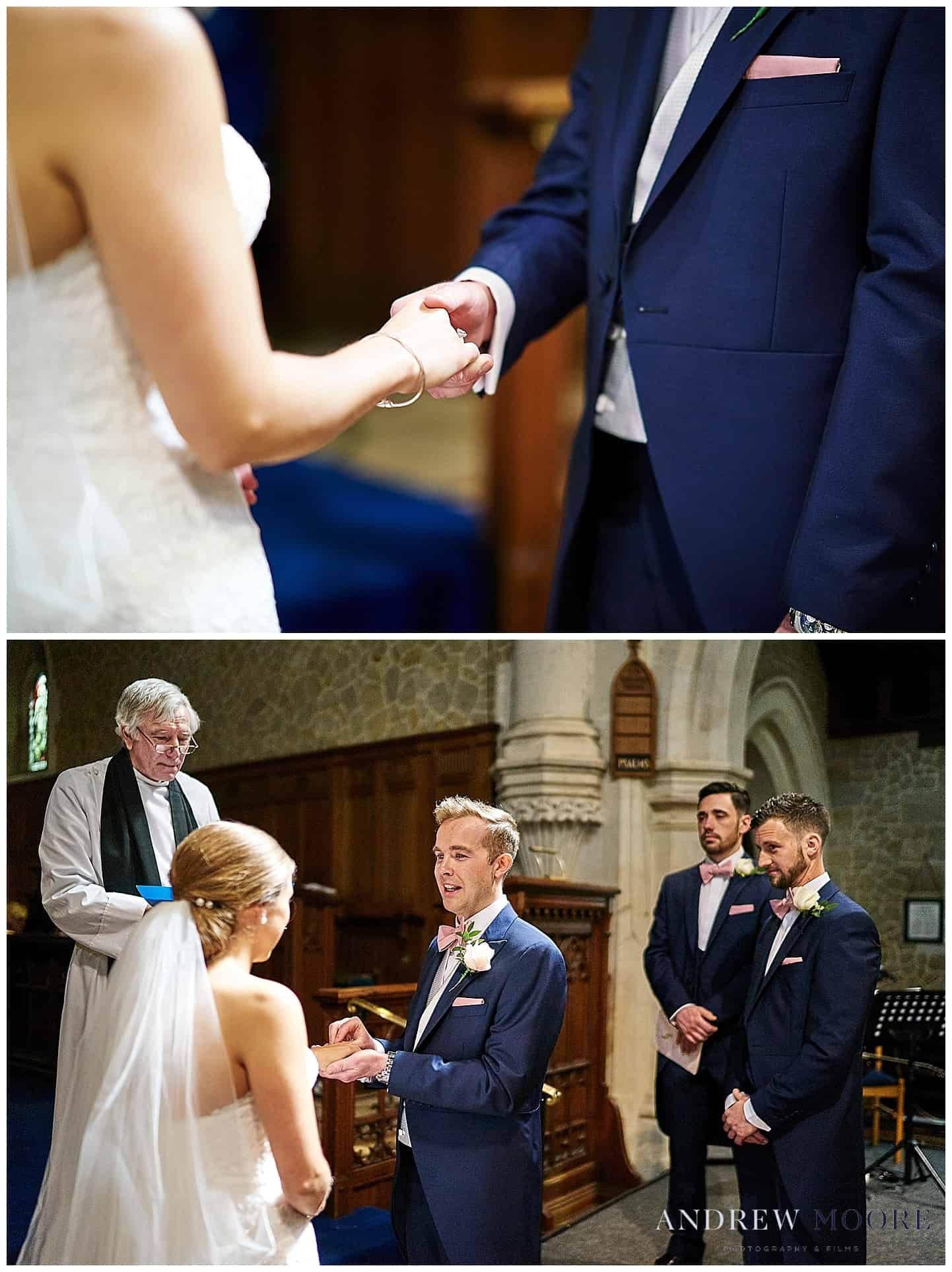 putting on the ring at the cain manor wedding 