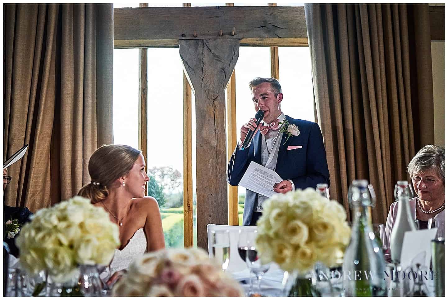 groom being emotional during speech at cain manor 