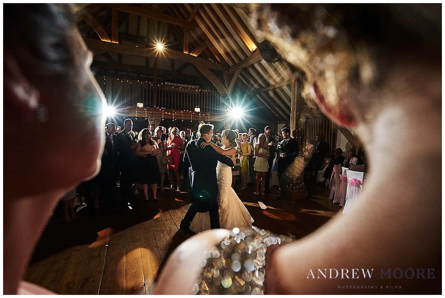 bride and groom dancing at cain manor wedding venue surrey 