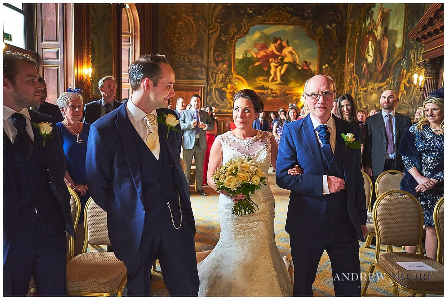 groom see bride for first time moor park wedding venue
