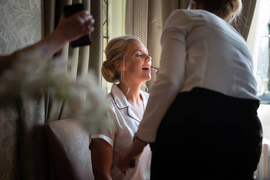 Bride getting ready for wedding